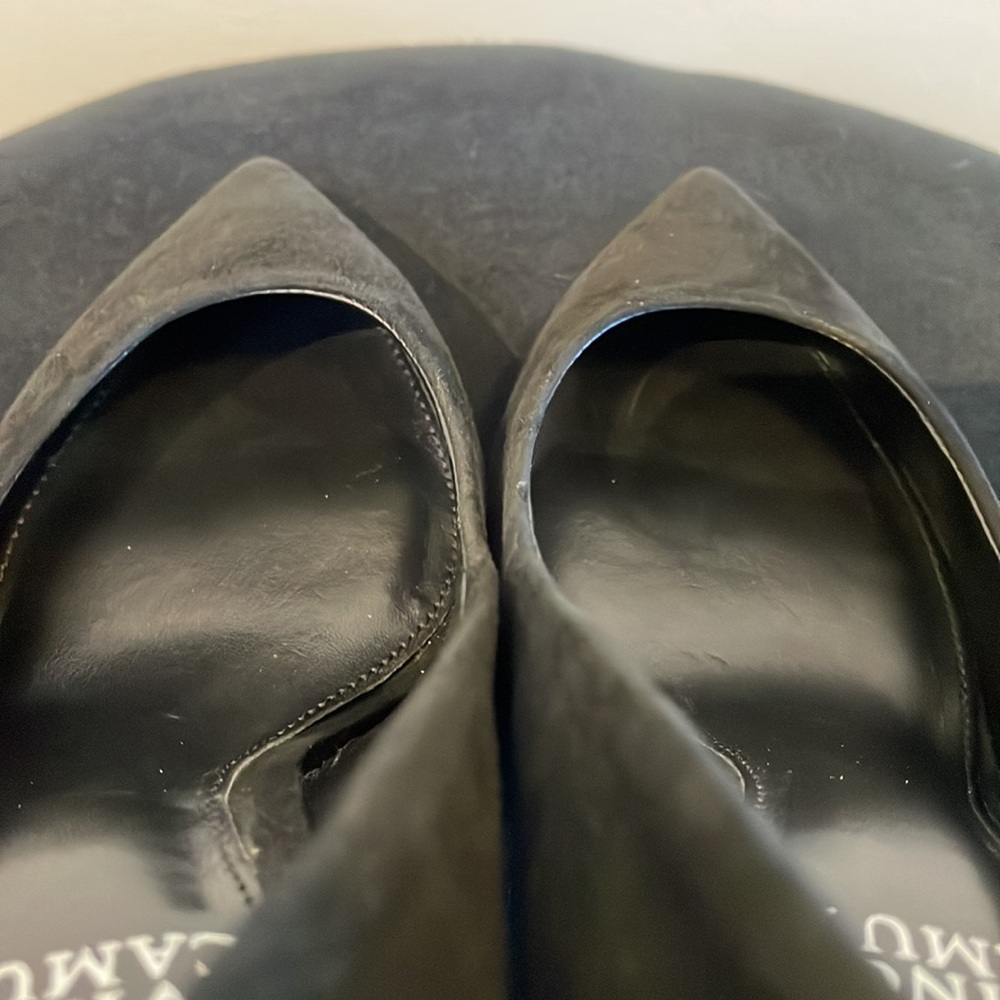 Vince Camuto Suede Pointy Toe High Heel Size 8 Black - Picture 9 of 14
